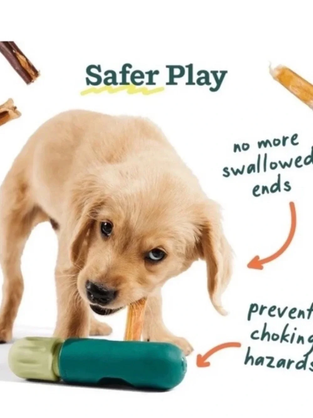 Woof BullySafe 2pk Bully Stick Treat Chew Holder Tough Non Toxic For Dogs 6.5” - Picture 5 of 6